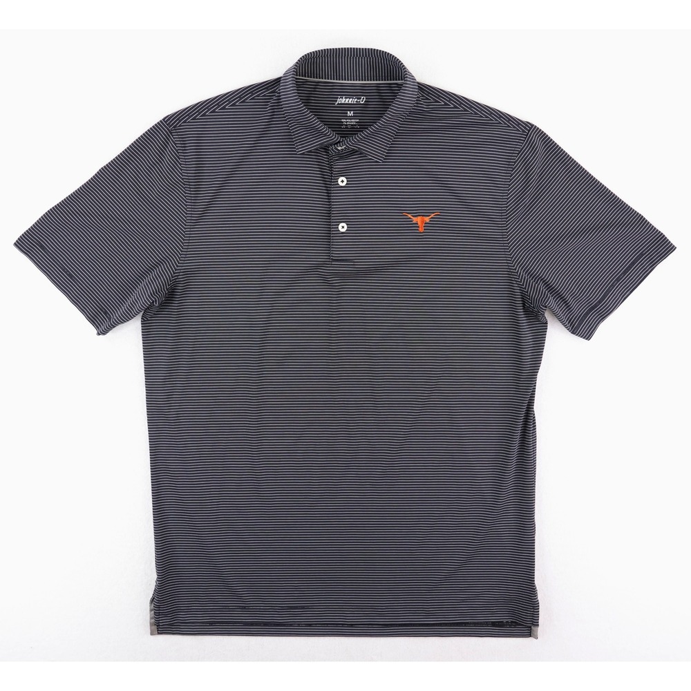 Johnnie-O Polo Shirt Mens M Black Texas Longhorns Striped Performance JMPO1720